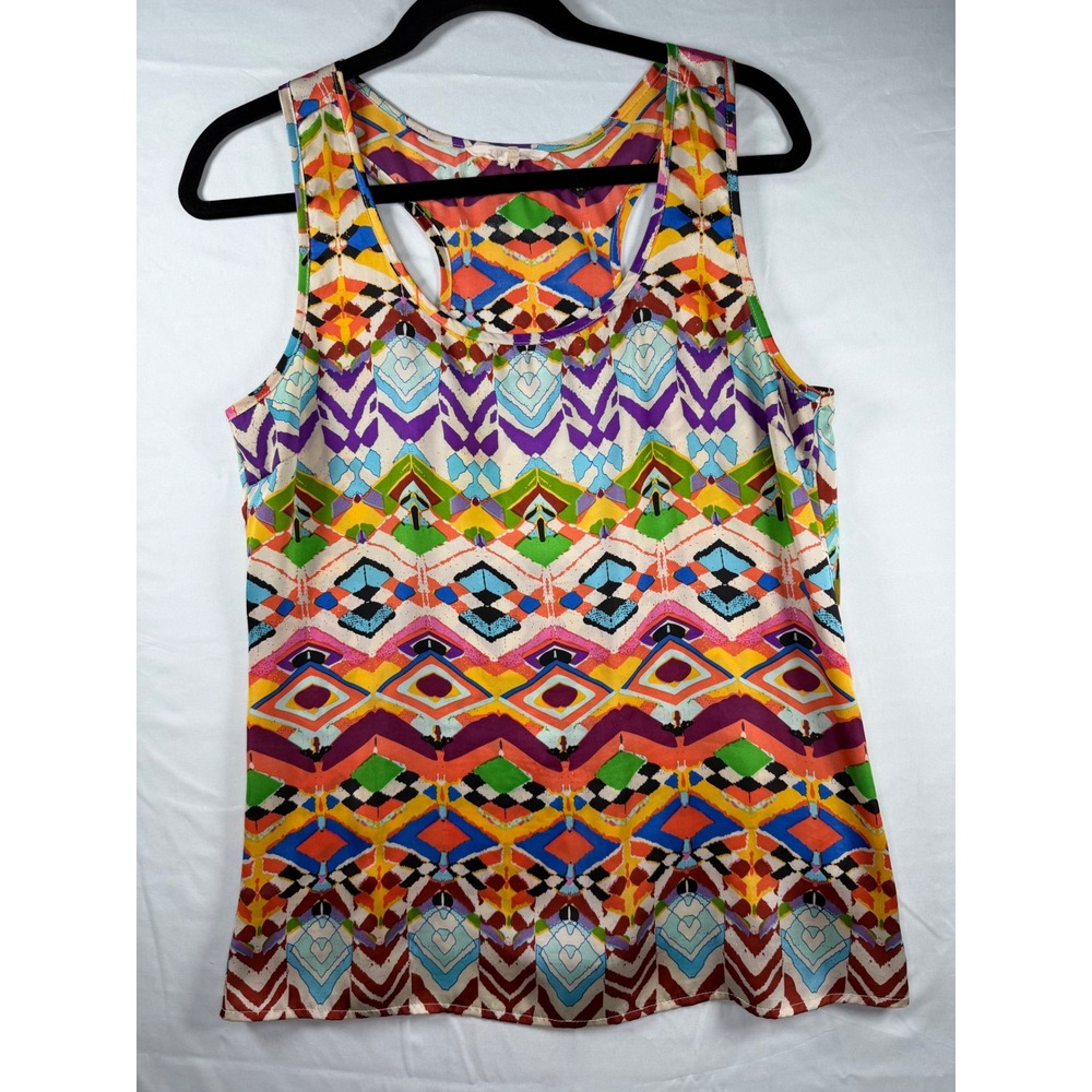 T.L.B. Womens Geometric Tribal Print Racerback Tank Top Multicolor sz S
